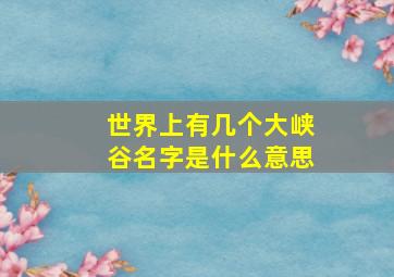 世界上有几个大峡谷名字是什么意思