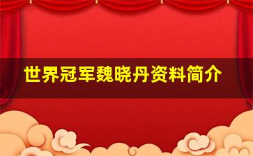 世界冠军魏晓丹资料简介