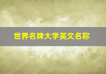 世界名牌大学英文名称