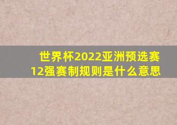 世界杯2022亚洲预选赛12强赛制规则是什么意思