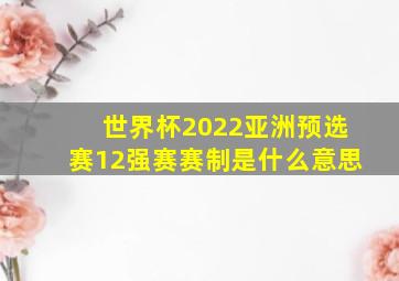 世界杯2022亚洲预选赛12强赛赛制是什么意思