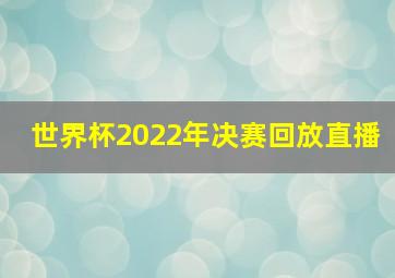 世界杯2022年决赛回放直播