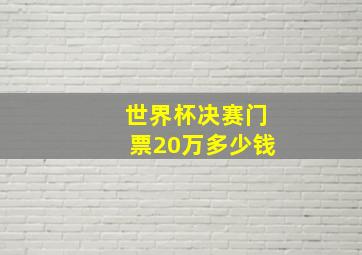 世界杯决赛门票20万多少钱