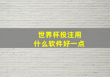 世界杯投注用什么软件好一点