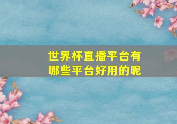 世界杯直播平台有哪些平台好用的呢