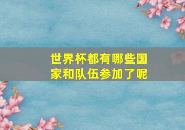 世界杯都有哪些国家和队伍参加了呢