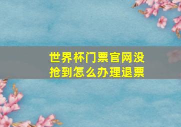 世界杯门票官网没抢到怎么办理退票