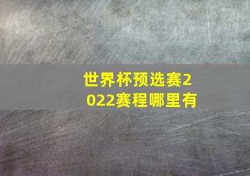 世界杯预选赛2022赛程哪里有