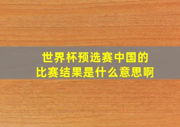 世界杯预选赛中国的比赛结果是什么意思啊