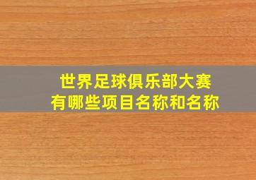 世界足球俱乐部大赛有哪些项目名称和名称