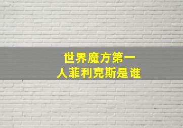 世界魔方第一人菲利克斯是谁