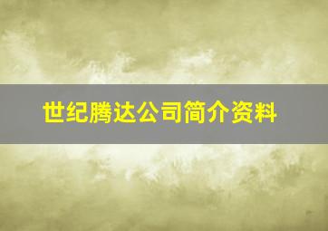 世纪腾达公司简介资料