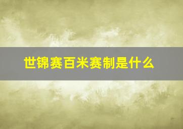 世锦赛百米赛制是什么