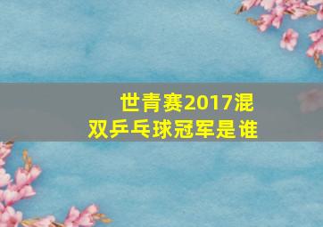 世青赛2017混双乒乓球冠军是谁