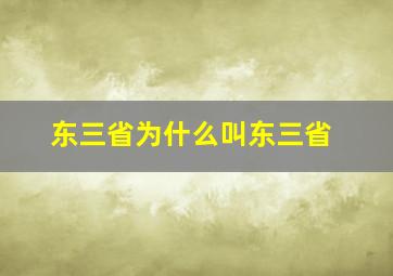 东三省为什么叫东三省