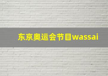 东京奥运会节目wassai