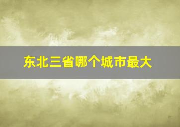 东北三省哪个城市最大