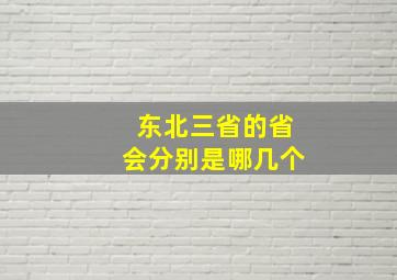 东北三省的省会分别是哪几个