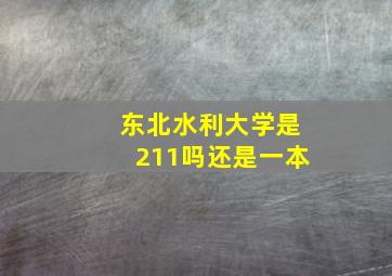 东北水利大学是211吗还是一本