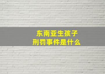 东南亚生孩子刑罚事件是什么