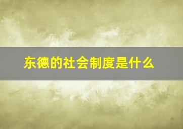 东德的社会制度是什么