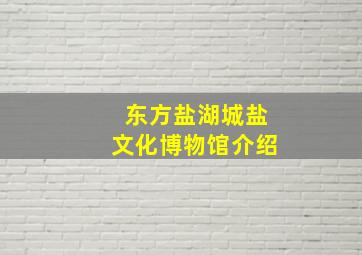 东方盐湖城盐文化博物馆介绍