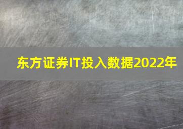 东方证券IT投入数据2022年