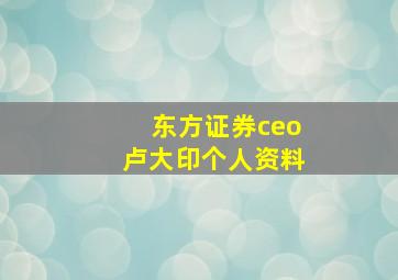 东方证券ceo卢大印个人资料