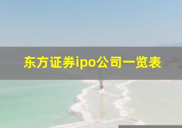 东方证券ipo公司一览表