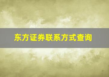 东方证券联系方式查询