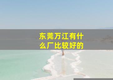 东莞万江有什么厂比较好的