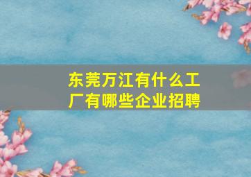 东莞万江有什么工厂有哪些企业招聘