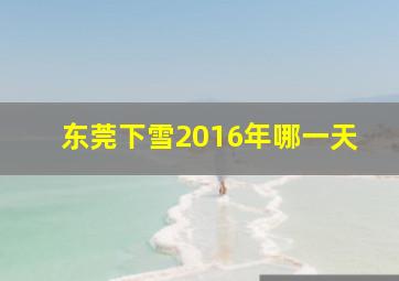 东莞下雪2016年哪一天