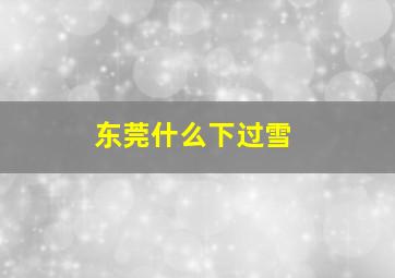 东莞什么下过雪