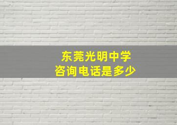 东莞光明中学咨询电话是多少