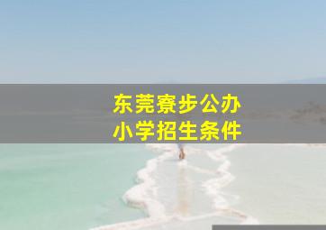 东莞寮步公办小学招生条件