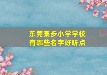 东莞寮步小学学校有哪些名字好听点