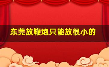 东莞放鞭炮只能放很小的