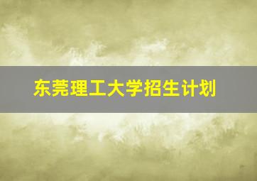 东莞理工大学招生计划