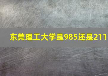 东莞理工大学是985还是211