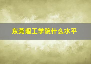 东莞理工学院什么水平