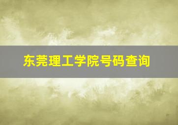 东莞理工学院号码查询