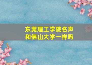 东莞理工学院名声和佛山大学一样吗