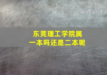 东莞理工学院属一本吗还是二本呢