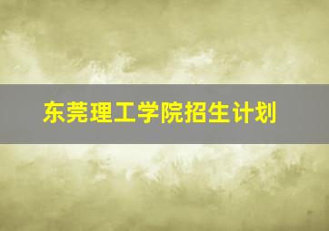 东莞理工学院招生计划