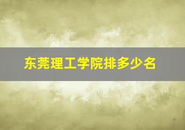 东莞理工学院排多少名