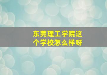 东莞理工学院这个学校怎么样呀