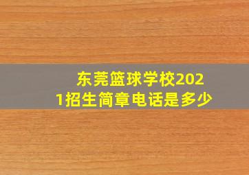 东莞篮球学校2021招生简章电话是多少