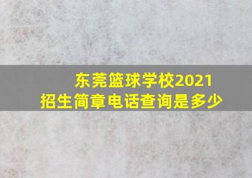 东莞篮球学校2021招生简章电话查询是多少