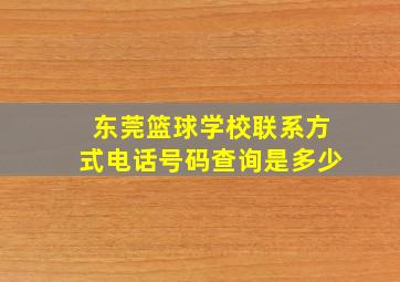 东莞篮球学校联系方式电话号码查询是多少